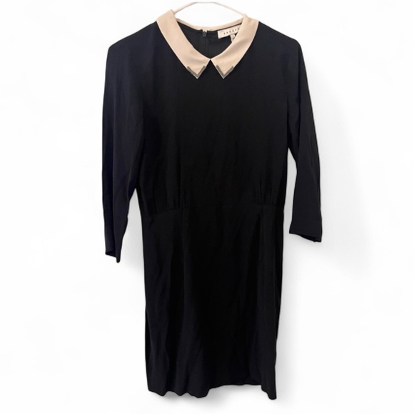 Sandro Peter Pan Collar Dress Silk Black & White Crystals Size 1 (US size 4) - Picture 1 of 13